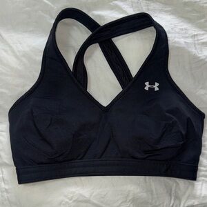 Under Armour Women's Cross-Back Black Sports Bra